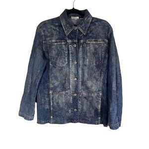 Chicos Denim Faded Jean Jacket L Western Rodeo Country Farm Festival Concert 80s